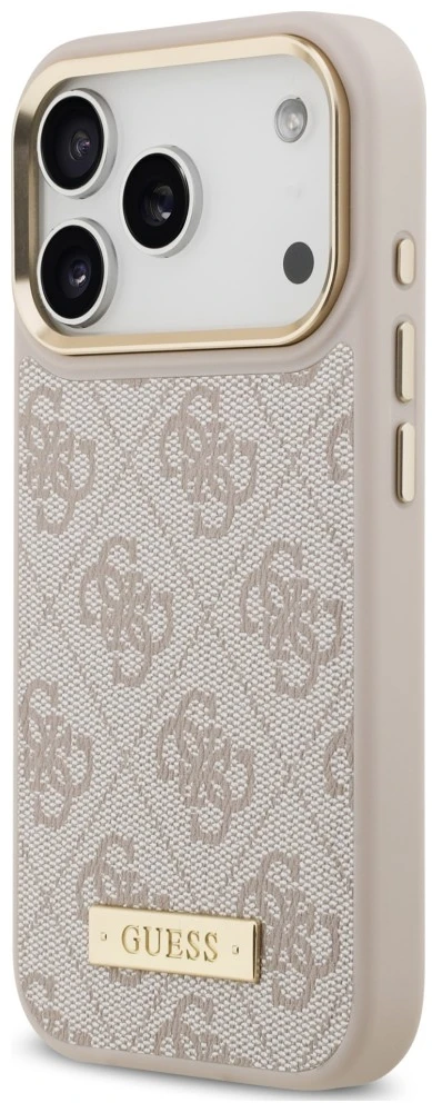 Dėklas Guess 4G Logo Plate MagSafe do iPhone 18 Pro Max / 17 Pro Max rožinė