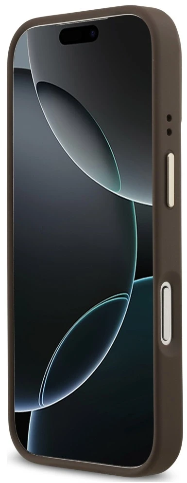 Dėklas Guess 4G Logo Plate MagSafe do iPhone 18 Pro Max / 17 Pro Max ruda