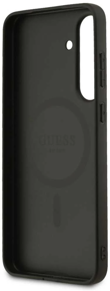 Guess 4G Ring Classic Logo MagSafe dėklas skirtas Samsung Galaxy S25 FE rudos spalvos