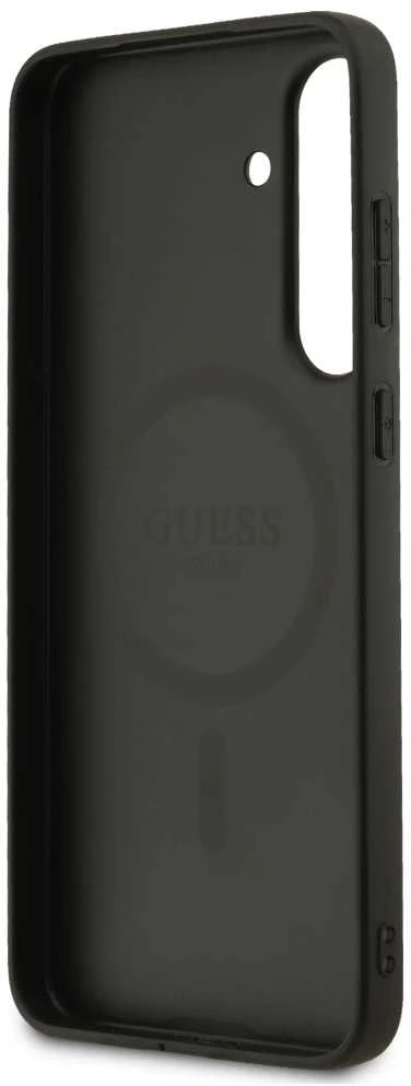 Guess 4G Ring Classic Logo MagSafe dėklas skirtas Samsung Galaxy S25 FE juodos spalvos