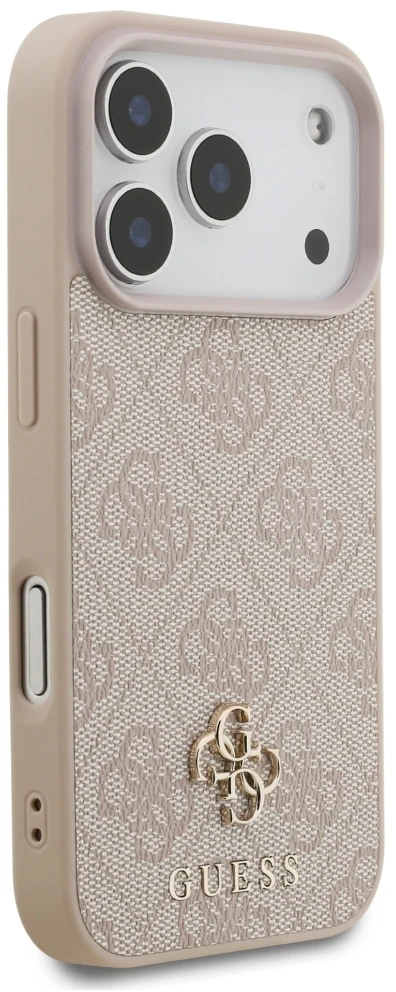 Guess 4G Small Classic Logo MagSafe dėklas, skirtas iPhone 18 Pro / 17 Pro, rožinis