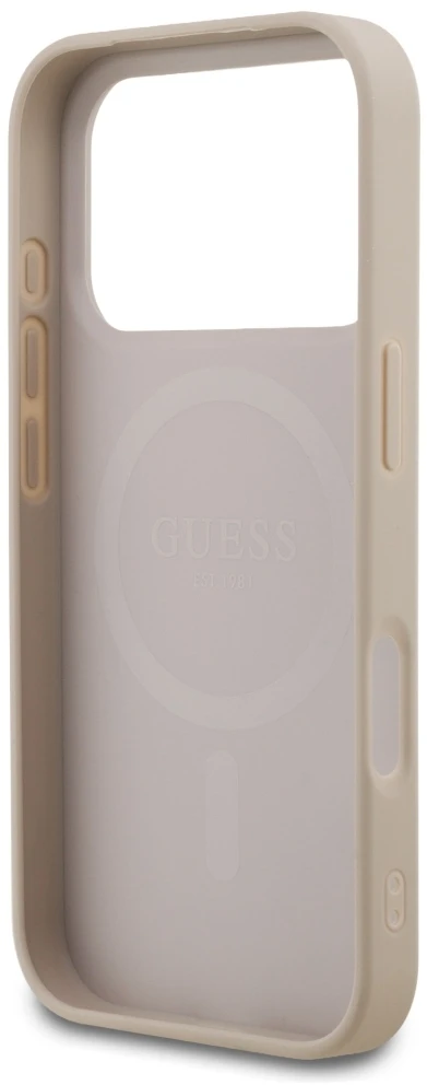Guess 4G Small Classic Logo MagSafe dėklas, skirtas iPhone 18 Pro / 17 Pro, rožinis