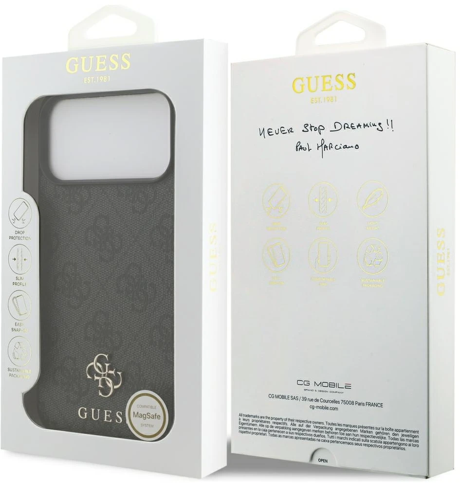 Dėklas Guess 4G Small Classic Logo MagSafe Case for iPhone 17 Pro Max / 18 Pro Max - Juodas
