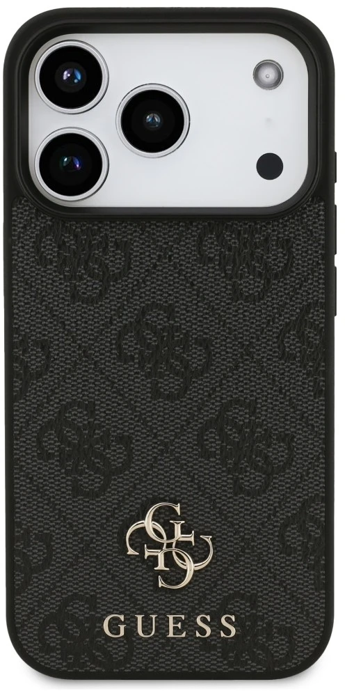 Guess 4G Small Classic Logo MagSafe dėklas, skirtas iPhone 18 Pro / 17 Pro, juodas