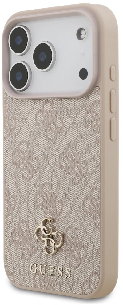 Guess 4G Small Classic Logo MagSafe dėklas, skirtas iPhone 18 Pro / 17 Pro, rožinis