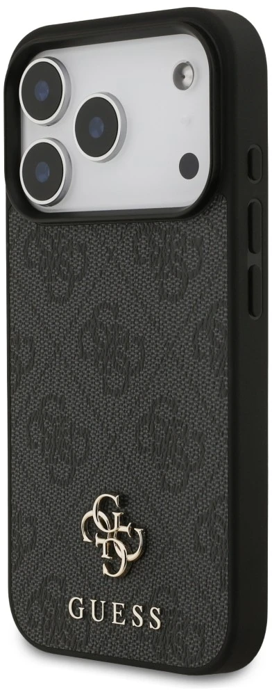 Guess 4G Small Classic Logo MagSafe dėklas, skirtas iPhone 18 Pro / 17 Pro, juodas