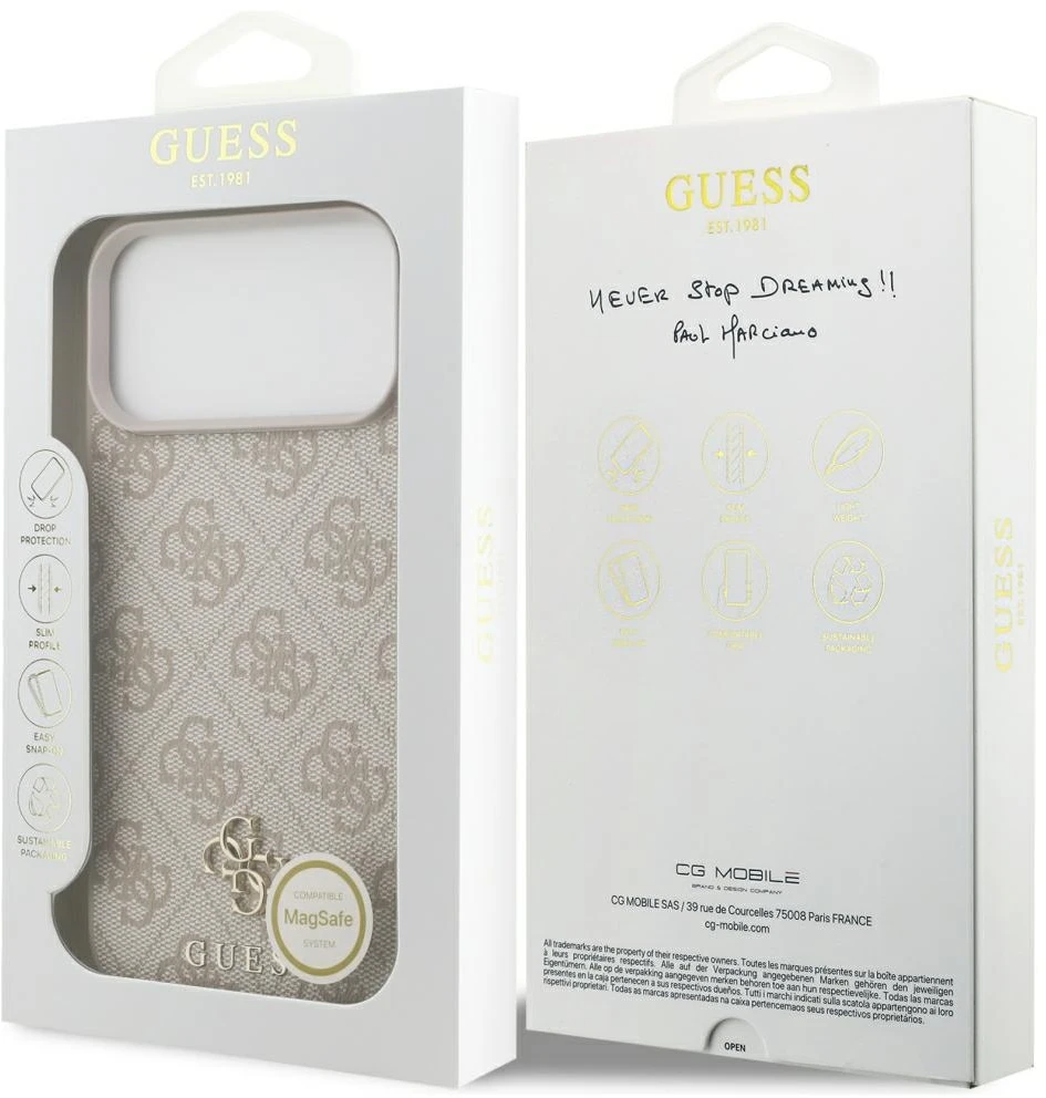 Dėklas Guess 4G Small Classic Logo MagSafe Case for iPhone 17 Pro Max / 18 Pro Max - Rožinė