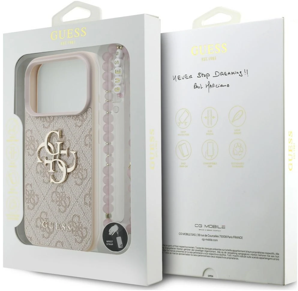 Dėklas Cg Mobile Sas Guess 4G Strap 4G Classic Logo case for Iphone 18 Pro / 17 Pro pink