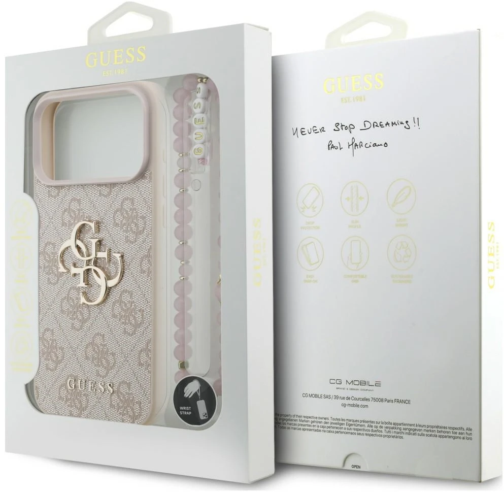 Dėklas Cg Mobile Sas Guess 4G Strap 4G Classic Logo case for Iphone 18 Pro Max / 17 Pro Max pink