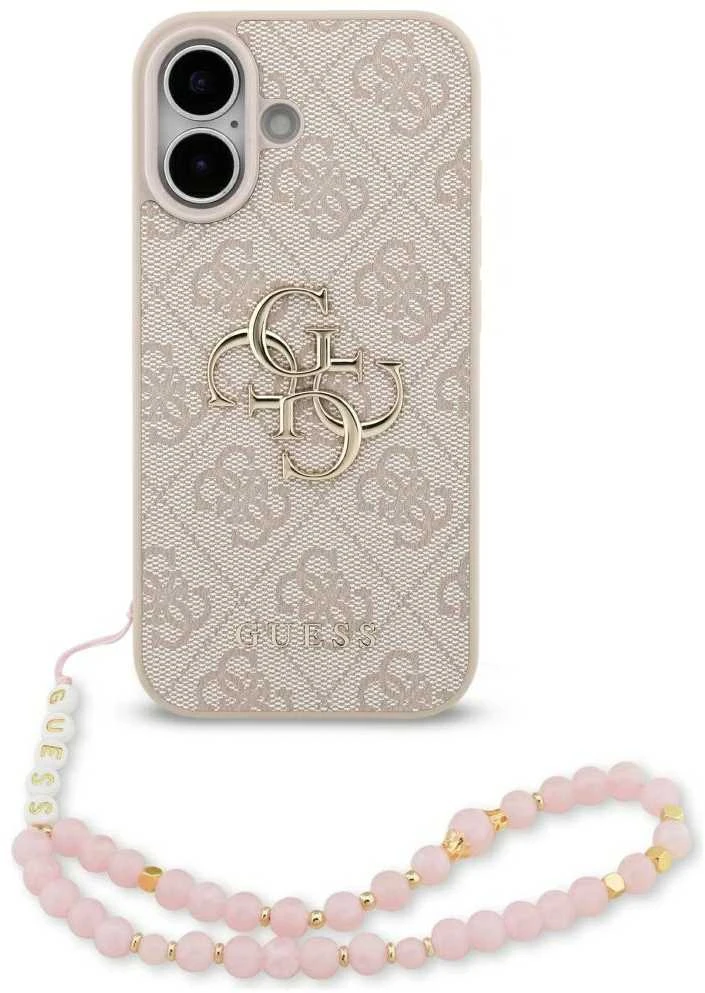 Guess 4G Strap 4G Classic Logo dėklas skirtas Apple iPhone 17 rožinės spalvos