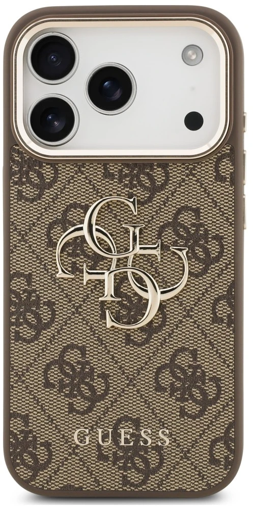 Guess PU 4G Metal Logo dirželio dėklas iPhone 18 Pro Max rudas