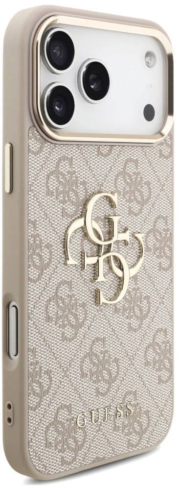 Guess PU 4G Metal Logo Strap dėklas iPhone 18 Pro Max rožinis