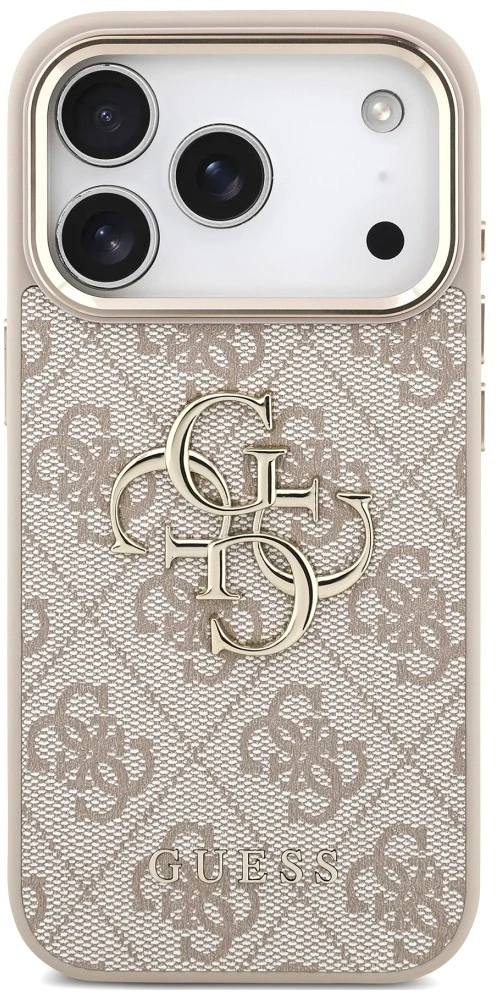 Guess PU 4G Metal Logo dirželio dėklas iPhone 18 Pro rožinis