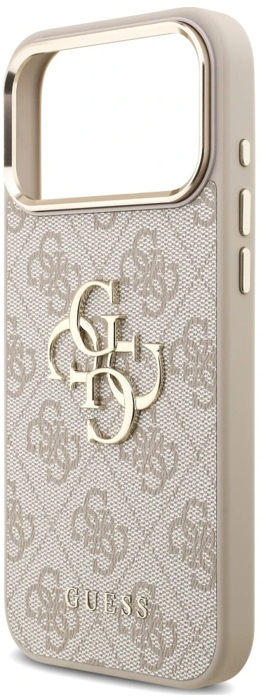 Guess PU 4G Metal Logo Strap dėklas iPhone 18 Pro Max rožinis