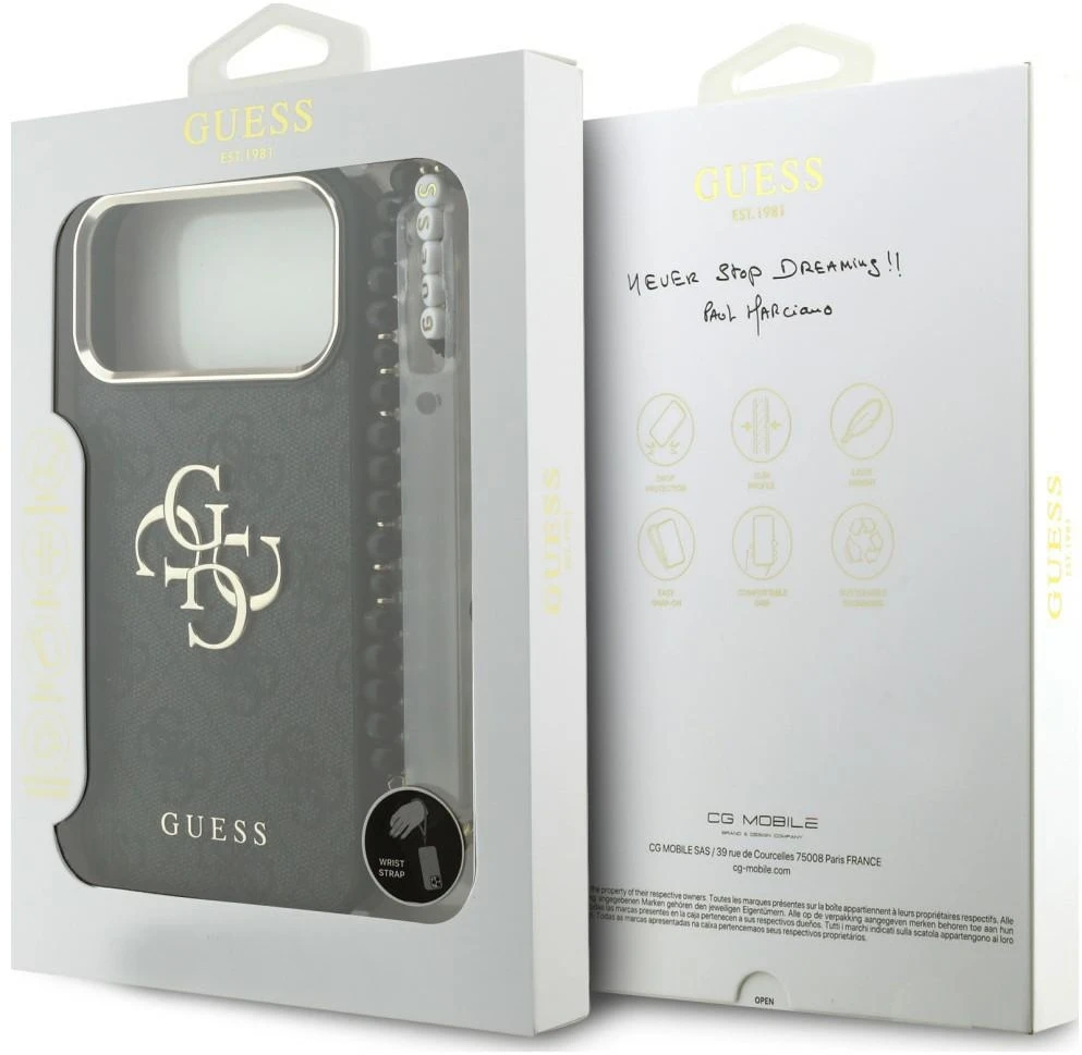 Guess PU 4G Metal Logo dirželio dėklas iPhone 18 Pro Max Juodas