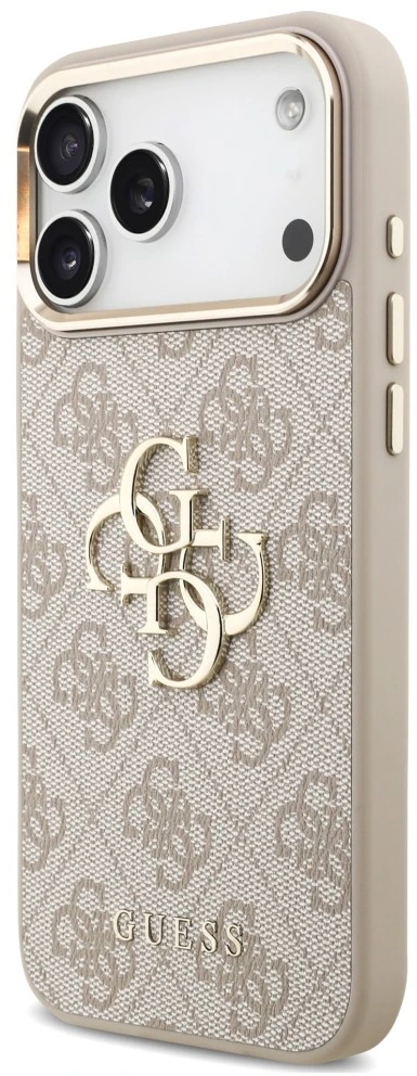 Guess PU 4G Metal Logo Strap dėklas iPhone 18 Pro Max rožinis
