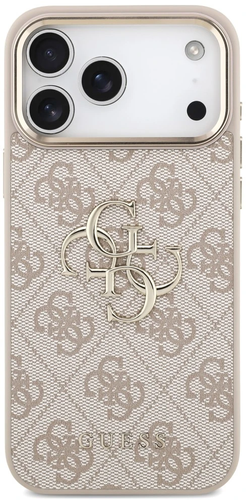 Guess PU 4G Metal Logo Strap dėklas iPhone 18 Pro Max rožinis