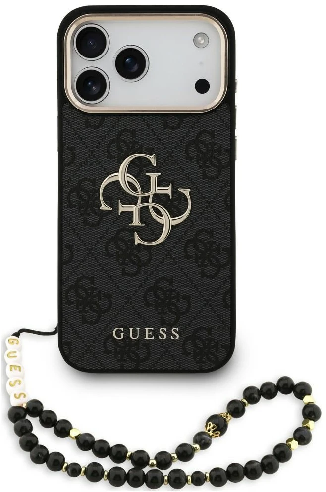 Guess PU 4G Metal Logo dirželio dėklas iPhone 18 Pro Max Juodas