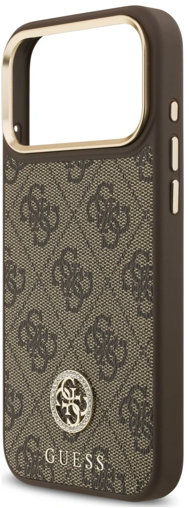 Dėklas Guess 4G Strass Logo MagSafe do iPhone 18 Pro Max / 17 Pro Max ruda