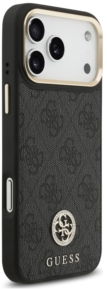 Dėklas Guess 4G Strass Logo MagSafe do iPhone 18 Pro Max / 17 Pro Max juoda