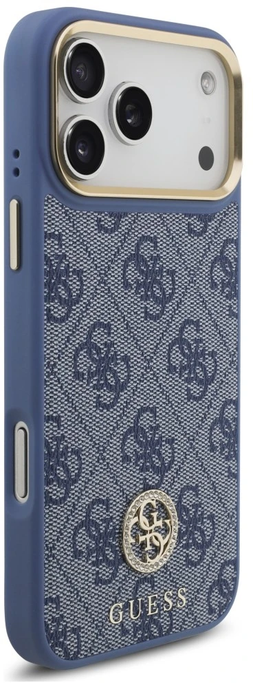 Dėklas Guess 4G Strass Logo MagSafe do iPhone 18 Pro Max / 17 Pro Max mėlyna