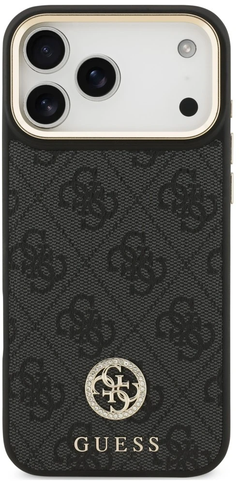 Dėklas Guess 4G Strass Logo MagSafe do iPhone 18 Pro Max / 17 Pro Max juoda