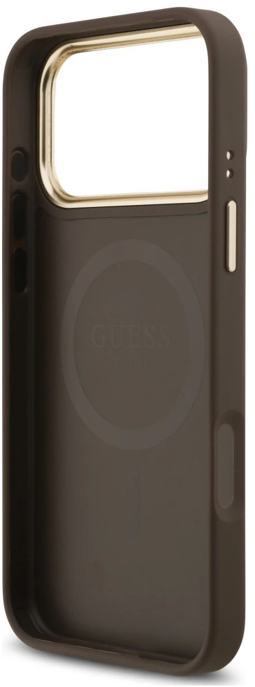 Dėklas Guess 4G Strass Logo MagSafe do iPhone 18 Pro Max / 17 Pro Max ruda