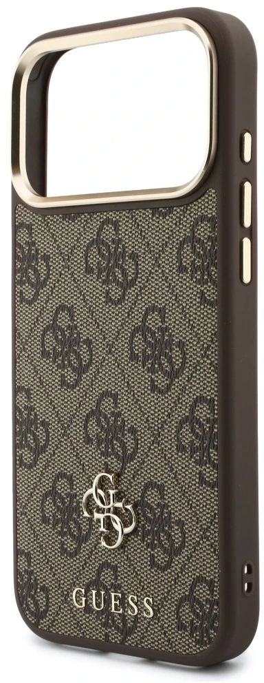 Dėklas Guess 4G su portfelem i smyczą MagSafe do iPhone 18 Pro / 17 Pro ruda