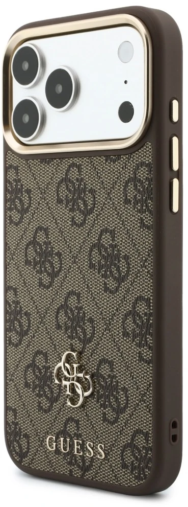 Dėklas Guess 4G su portfelem i smyczą Magsafe do iPhone 18 Pro Max / 17 Pro Max ruda