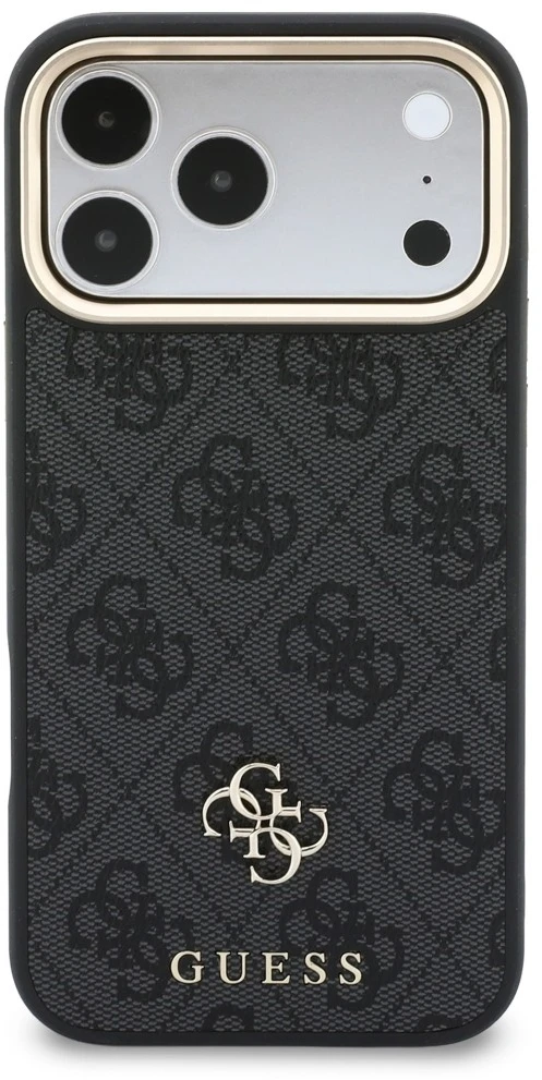 Dėklas Guess 4G su portfelem i smyczą Magsafe do iPhone 18 Pro Max / 17 Pro Max juoda