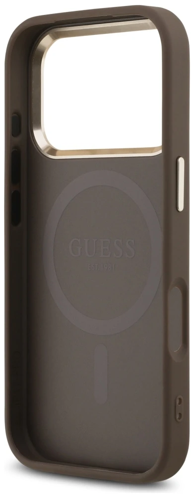 Dėklas Guess 4G Triangle Logo MagSafe do iPhone 18 Pro / 17 Pro ruda