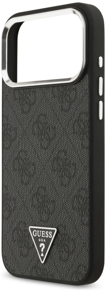 Dėklas Guess 4G Triangle Logo MagSafe Case for iPhone 17 Pro Max / 18 Pro Max - Juodas & Sidabrinis