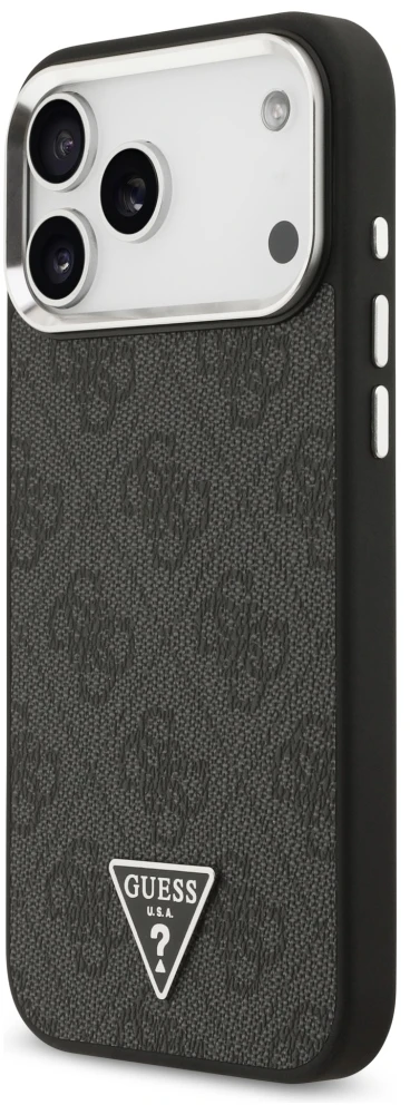 Dėklas Guess 4G Triangle Logo MagSafe Case for iPhone 17 Pro Max / 18 Pro Max - Juodas & Sidabrinis