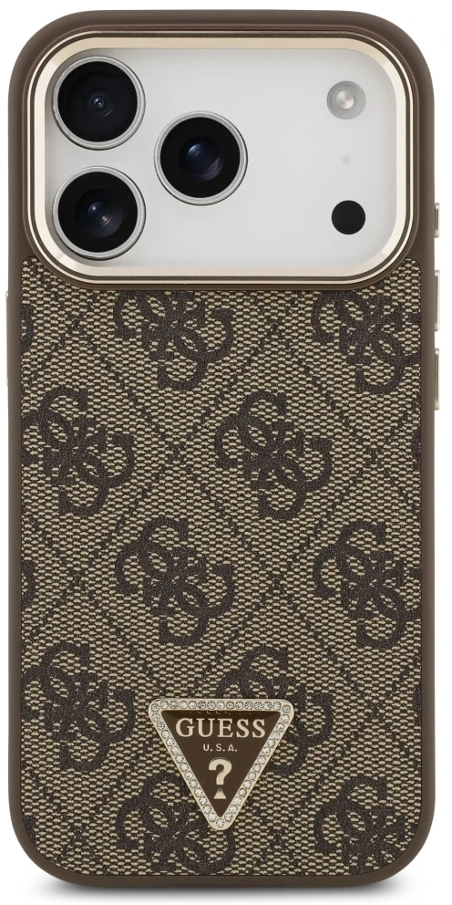 Dėklas Guess 4G Triangle Logo MagSafe do iPhone 18 Pro / 17 Pro ruda