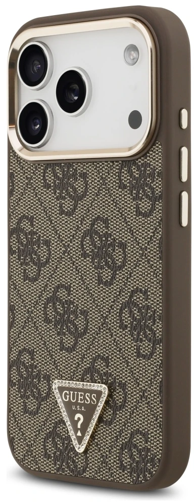 Dėklas Guess 4G Triangle Logo MagSafe do iPhone 18 Pro / 17 Pro ruda
