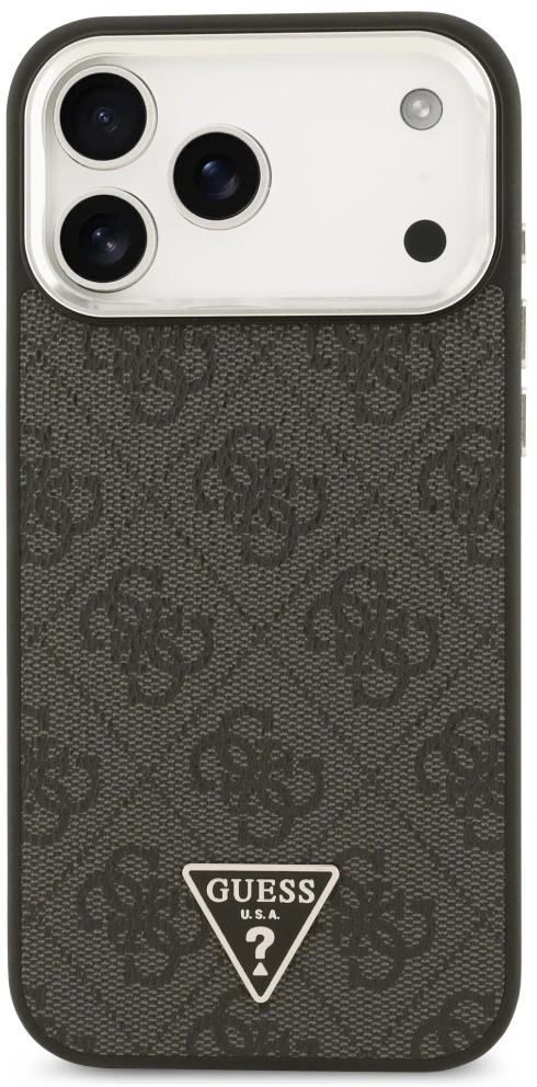 Dėklas Guess 4G Triangle Logo MagSafe Case for iPhone 17 Pro Max / 18 Pro Max - Juodas & Sidabrinis