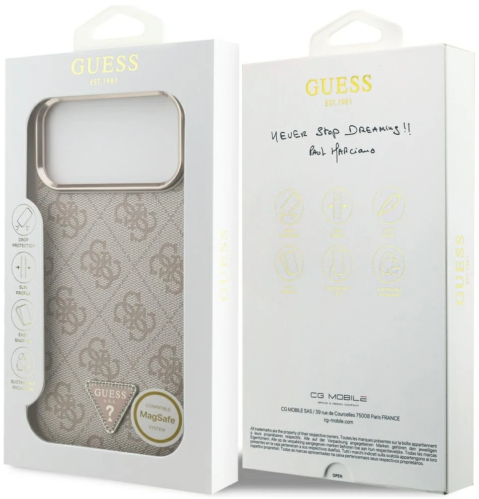 Dėklas Guess 4G Triangle Logo MagSafe Case for iPhone 17 Pro Max / 18 Pro Max - Rose Gold