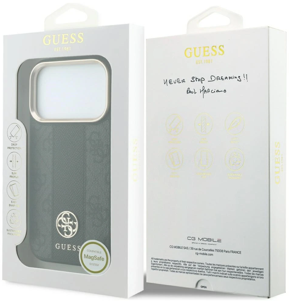Dėklas Guess 4G with Stripe Round and Classic Logos MagSafe do iPhone 18 Pro Max / 17 Pro Max juoda