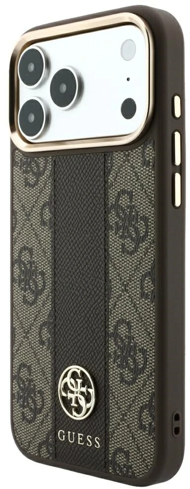 Dėklas Guess 4G with Stripe Round and Classic Logos MagSafe do iPhone 18 Pro Max / 17 Pro Max ruda