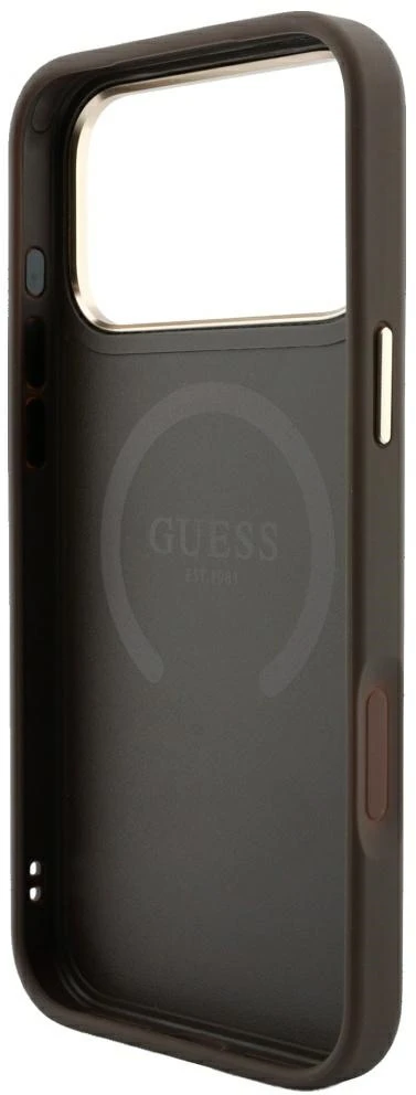 Dėklas Guess 4G with Stripe Round and Classic Logos MagSafe do iPhone 18 Pro / 17 Pro ruda