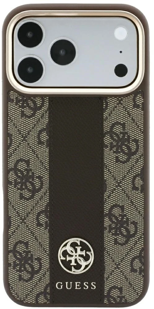 Dėklas Guess 4G with Stripe Round and Classic Logos MagSafe do iPhone 18 Pro / 17 Pro ruda
