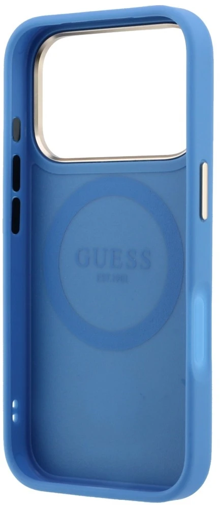 Dėklas Guess 4G with Stripe Round and Classic Logos MagSafe do iPhone 18 Pro / 17 Pro mėlyna