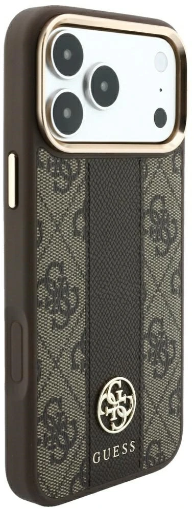 Dėklas Guess 4G with Stripe Round and Classic Logos MagSafe do iPhone 18 Pro Max / 17 Pro Max ruda