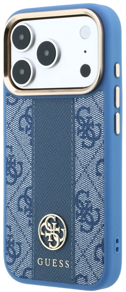 Dėklas Guess 4G with Stripe Round and Classic Logos MagSafe do iPhone 18 Pro / 17 Pro mėlyna