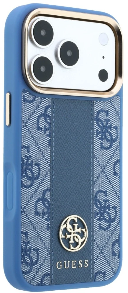 Dėklas Guess 4G with Stripe Round and Classic Logos MagSafe do iPhone 18 Pro / 17 Pro mėlyna