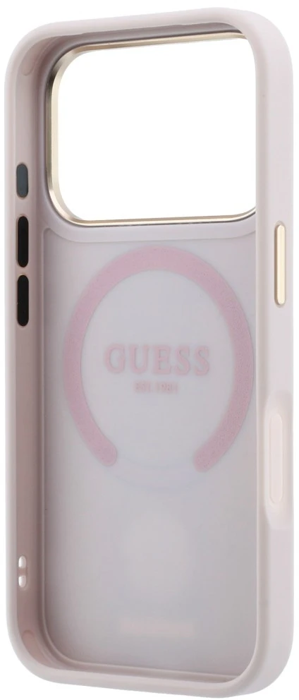 Dėklas Guess 4G with Stripe Round and Classic Logos MagSafe do iPhone 18 Pro / 17 Pro rožinė