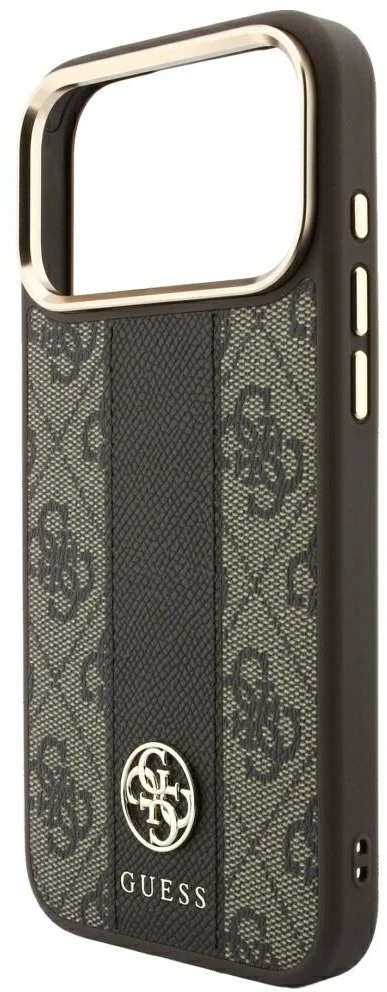 Dėklas Guess 4G with Stripe Round and Classic Logos MagSafe do iPhone 18 Pro / 17 Pro ruda