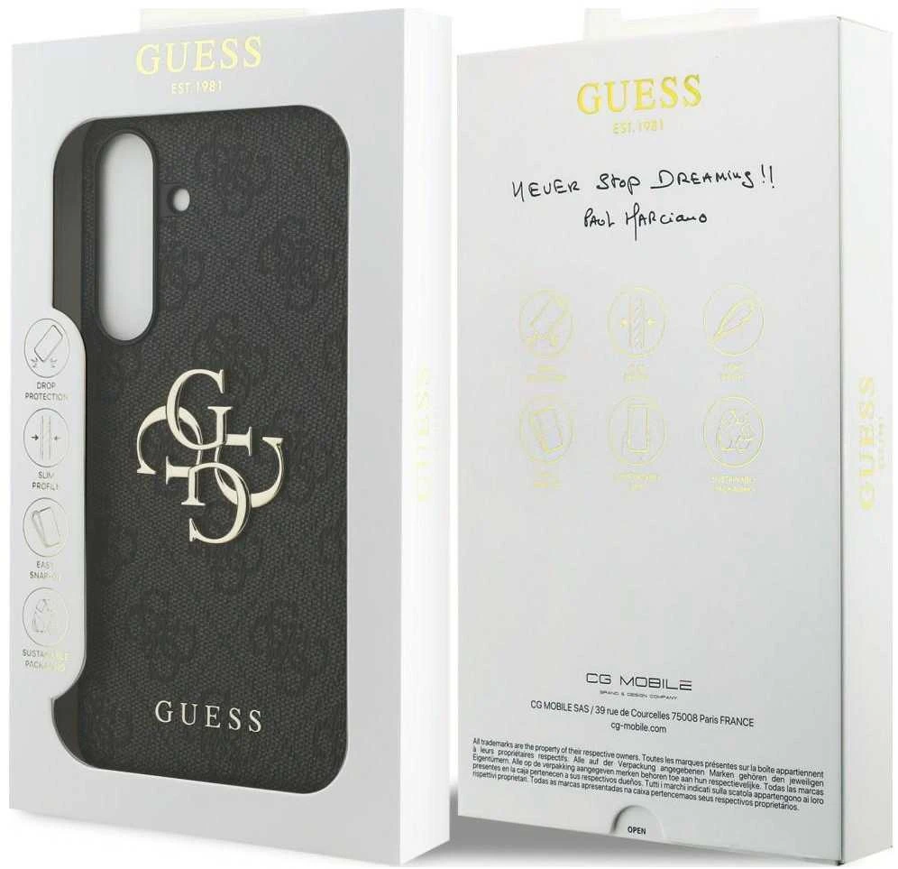 Guess Big 4G Classic Logo dėklas skirtas Samsung Galaxy S25 FE juodos spalvos