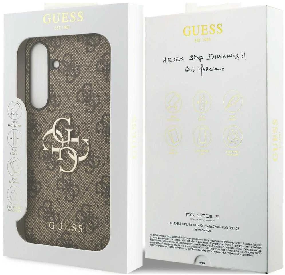 Guess Big 4G Classic Logo dėklas skirtas Samsung Galaxy S25 FE rudos spalvos
