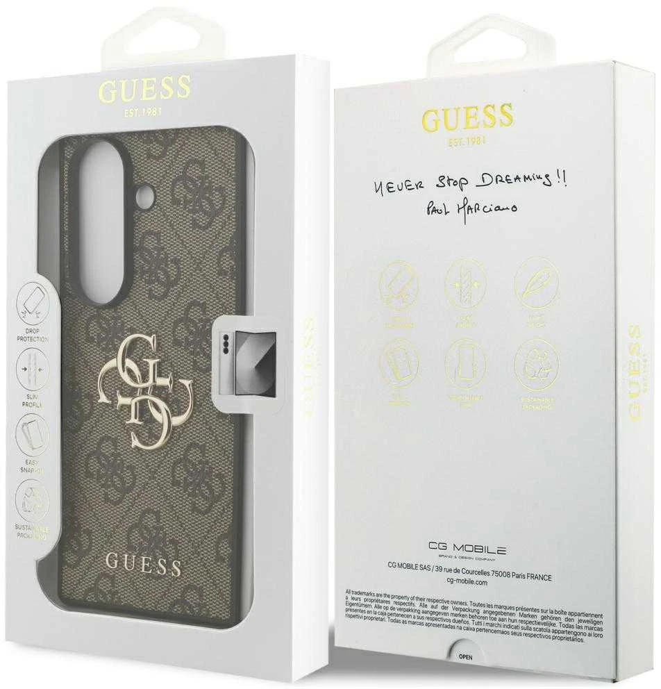 Guess PU 4G Metal Logo dėklas skirtas Samsung Galaxy Z Fold 7 rudos spalvos